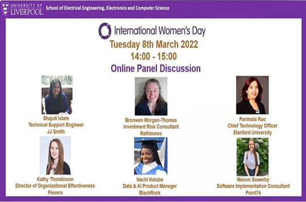 School of EEECS IWD online event poster 